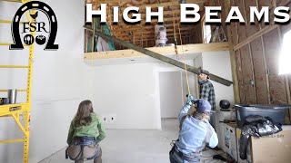 Raising BIG HEAVY BEAMS using a Z-Pulley System in the Barndominium Build.  3:1 Mechanical Advantage