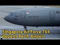 Republic of Singapore Air Force (764) Airbus A330-243MRTT starts up and departs Perth Airport.