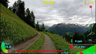 30 minute Indoor Cycling Uphill Workout Ahrntal Alps Italy Telemetry 4K Video