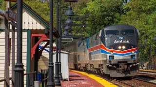 Amtrak 130 leading P030 + csx coal train @ Germantown station (9/25/22)