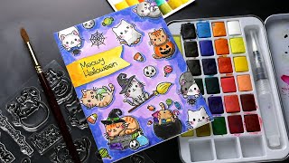 I couldn't pick just one! How to watercolor ALL the Halloween cats!