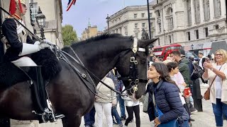 Guard allows woman to KISS horse then SHOUTS
