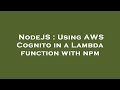 NodeJS : Using AWS Cognito in a Lambda function with npm