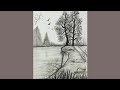 how to make beautiful river side senrey drawing tutorial |easy for beginners|with charcoal pencil |