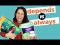 Manage BLEEDING AFTER BIRTH with adult diapers {ALWAYS vs DEPENDS}