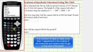 Ex: Quadratic Function Application - Times For a Given Height Using the TI84