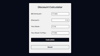 Discount Calculator using HTML, CSS & JavaScript | ZonetoCode