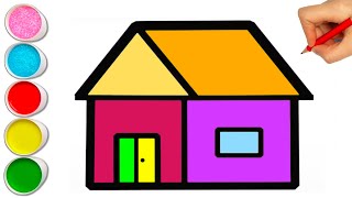 How to draw a HOUSE for children | Color Drawing and Coloring House Easy Step by Step