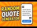 🔹 Random Quote Generator using HTML, CSS & JavaScript | Mini Project for Beginners 🔥