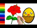 Easy Flower Drawing | Hibiscus Flower Easy Drawing Step by Step | Chick Drawing for Kids and Toddler