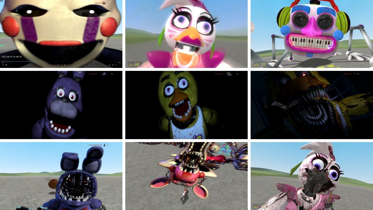 All FNAF Jumpscares In 10 Minutes (2014-2021) FNAF 1, 2, 3, 4, SL, 6 ...