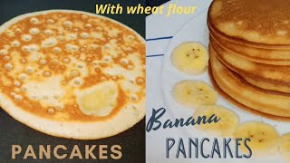 pancakes||పిల్లలకి సాయంత్రం ఇలా 5నిలో కేక్ ని చేసి పెట్టండి||banana pancakes with wheat flour