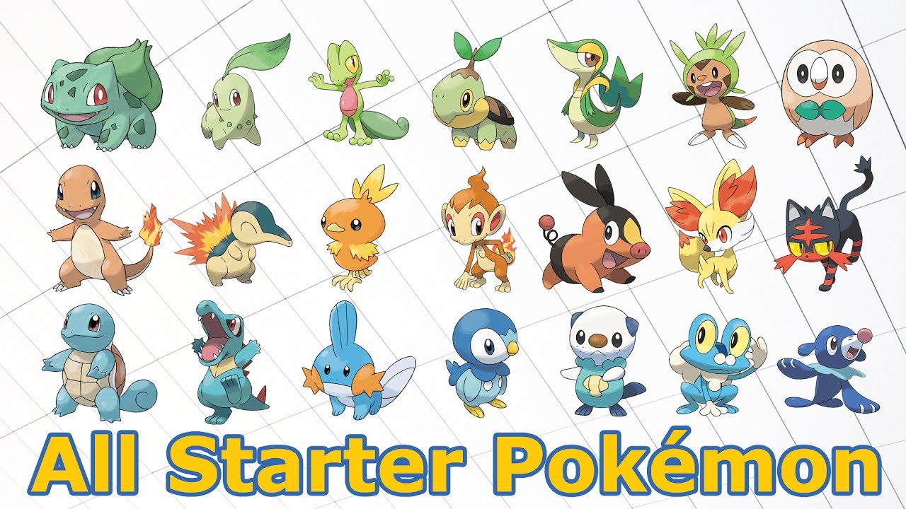 All Starter Pokémon And Their Evolutions - YouTube