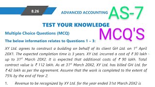 CA Intermediate, Advanced Accounting, AS-7 MCQ'S