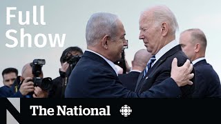 CBC News: The National | Biden in Israel, New Manitoba premier, Trans health care