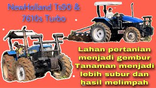 Traktor NewHolland Ts90 dan 7610s Turbo. Pengolahan lahan (ploughing)