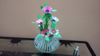 How to make beautiful paper Flower bouquet/basket | Paper lantern flower vase making at home