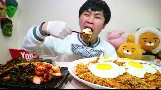 [Flower pig]꽃돼지 나물비빔밥에 파김치 계란반숙 먹방 [Korean bibimbab Korean Kimchi]mukbang eating show 吃播