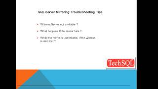 SQL Server Mirroring Troubleshooting