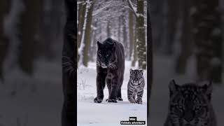 Majestic Snow Black Panther \u0026 Cubs: A Magical Winter Wonderland Encounter