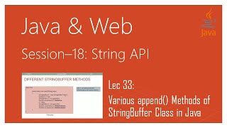 String API in Java | #33 | Various append() Methods of StringBuffer Class in Java