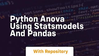 python anova using statsmodels and pandas