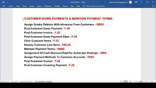 27 Customer Down Payments and Payment Terms in Sap Fico - OBXR/F-29/F-22/F-39/F-32/OBB8/OBXI/FD02