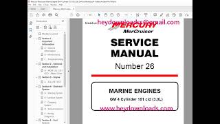 Mercury Mercruiser No 26 GM 4 Cylinder 181 cid (3.0L) Service Manual