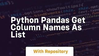 python pandas get column names as list