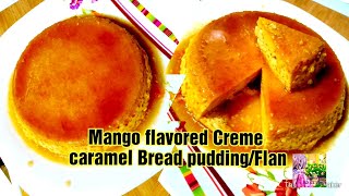 পাউরুটির পুডিং,আমের ফ্লেভারে তৈরি || Mango Flavored Caramel Bread pudding ||