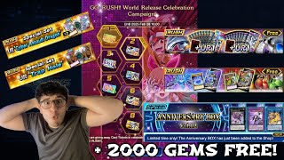 Yu-Gi-Oh! Duel Links || NEW WORLD FIRST ACCESS! 2K GEMS FREE! TONS OF GIFTS \u0026 ANNIVERSARY SPEED BOX!