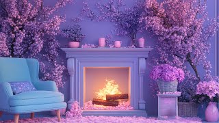 💜 Purple Lilac Fireplace 🪻Cozy Spring Ambience to Relax & Unwind