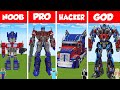 Minecraft OPTIMUS PRIME STATUE HOUSE BUILD CHALLENGE - NOOB vs PRO vs HACKER vs GOD / Animation