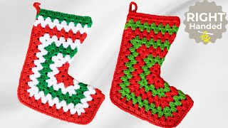 EASIEST Crochet Granny Square Christmas Stocking Pattern!