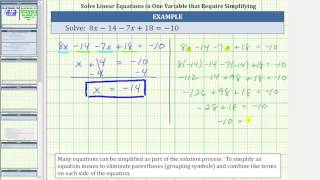 Solve Linear Equations in One Variable with Simplifying (One-Step Add/Subtract)