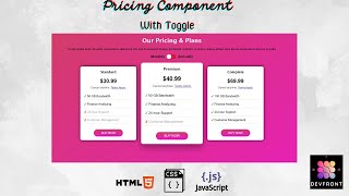 How to make Pricing Component with toggle | HTML | CSS | JavaScript | Responsive Design