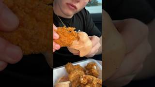 Eating the juiciest and crunchiest chicken tenders!