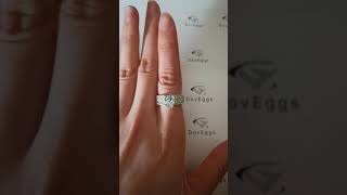 DovEggs half eternity channel set pear moissanite engagement ring