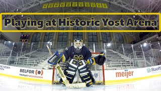 Playing at Historic Michigan Yost Arena | Vintage Cooper Beer League Hockey GoPro Goalie