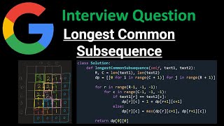 Longest Common Subsequence - Dynamic Programming (Bottom-Up Approach) - Python