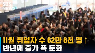 11월 취업자 수 62만 6천 명↑…반년째 증가 폭 둔화 / SBS