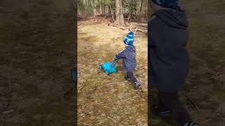 It's GODZILLA!!!  Giant in a forest of moss - cute nephew gonna mow you over