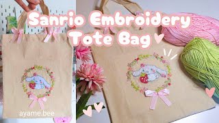 Embroidery with me ʚ♡ɞ Embroidery Tutorial Cinnamoroll cute tote bag