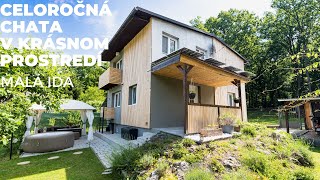 NA PREDAJ CELOROČNÁ CHATA V KRÁSNOM PROSTREDÍ | MALÁ IDA | ĎALŠÍ 591m2 POZEMOK V CENE