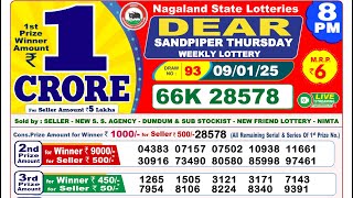 🔴Lottery Sambad Today 08:00pm 09/01/25 Night Dear Lottery Result Pdf Download