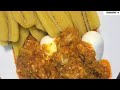 How to prepare Ghanaian authentic local food Garden eggs stew with boiled plantains