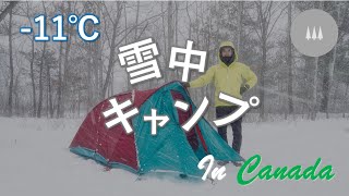 【カナダ猛吹雪】雪中ソロキャンプ | 4K