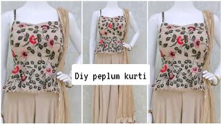 सिर्फ 1मीटर कपड़े से बनाये Peplum Kurti | Easy Kurti Cutting and Stitching |