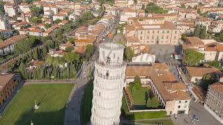 Pisa, Italy. The famous Leaning Tower and Pisa Cathedral in Piazza dei Miracoli. Summer. Evening ...