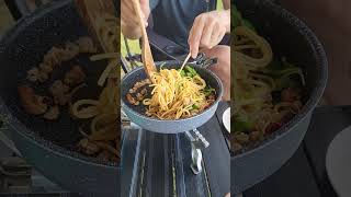 Wow spaghetti and sea#food #camping #campingfood #camplife #cooking